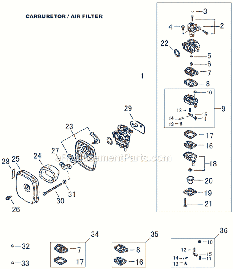 Page G Diagram and Parts List for T220  Shindaiwa Trimmer
