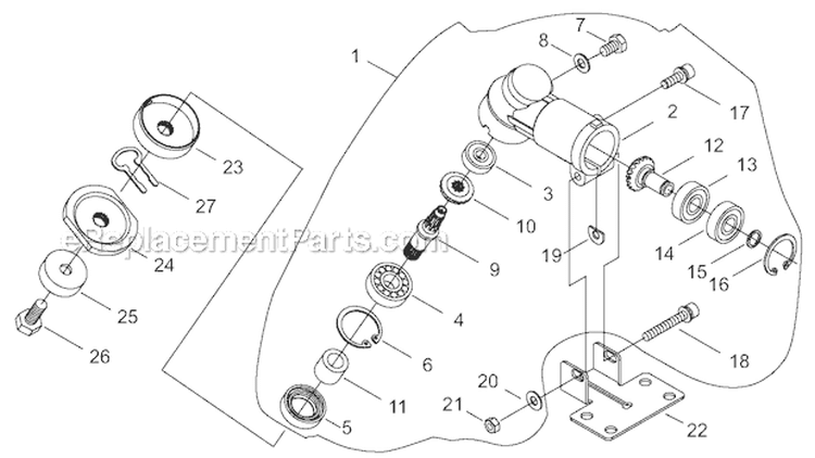 Gear Case Diagram and Parts List for T230XR-EMC 36005665-36007144 Shindaiwa Trimmer