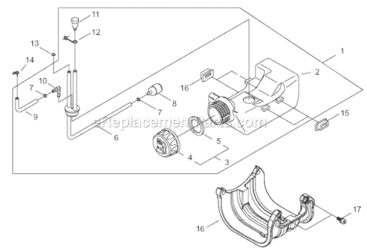Fuel Tank Diagram and Parts List for T230XR-EMC 9013195-9095664 Shindaiwa Trimmer