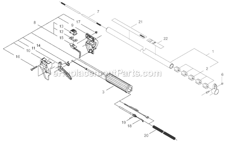 Main Pipe, Throttle Control Diagram and Parts List for T230XR-EMC 9013195-9095664 Shindaiwa Trimmer