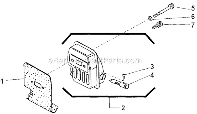Muffler Diagram and Parts List for T230X 2000303 and Up Shindaiwa Trimmer