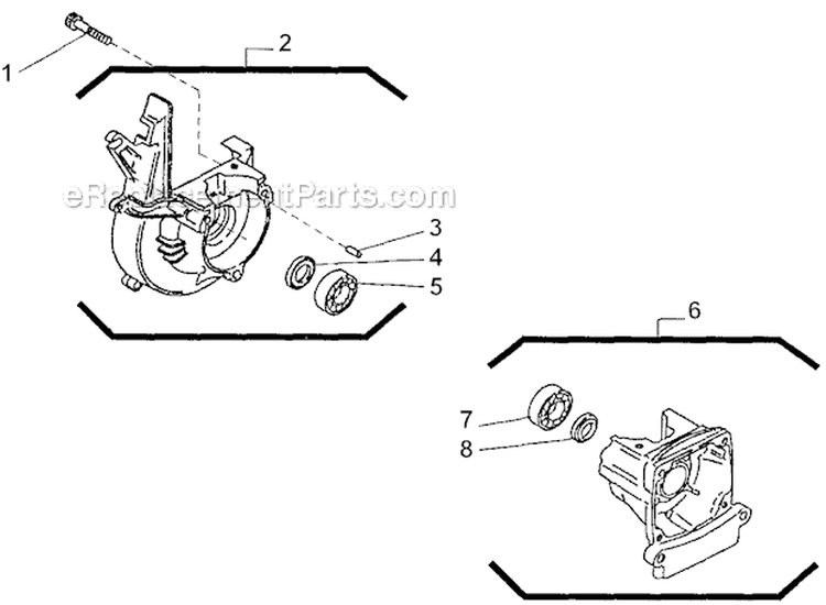Crankcase Diagram and Parts List for T230X 2000303 and Up Shindaiwa Trimmer