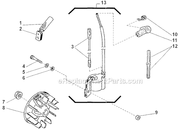 Flywheel Diagram and Parts List for T230X 2000303 and Up Shindaiwa Trimmer