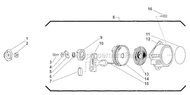 Starter Diagram and Parts List for T230 2000303 and Up Shindaiwa Trimmer