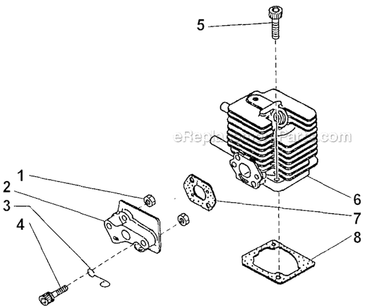 Cylinder Diagram and Parts List for T230 2000303 and Up Shindaiwa Trimmer