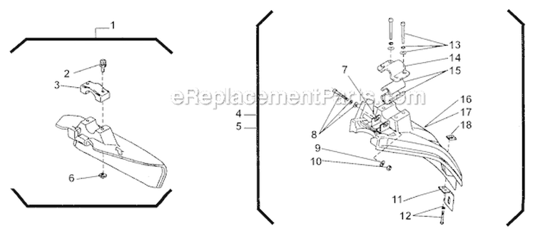 Guard Diagram and Parts List for T230 2000303 and Up Shindaiwa Trimmer