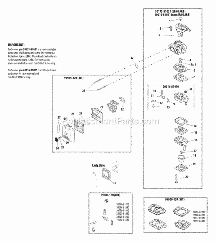 Carburetor Diagram and Parts List for T230  Shindaiwa Trimmer
