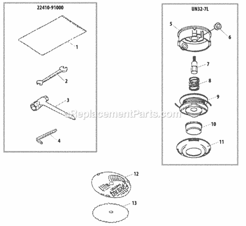 Tool_Set Diagram and Parts List for T230  Shindaiwa Trimmer
