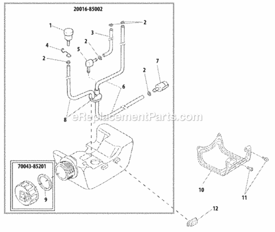 Fuel_Tank Diagram and Parts List for T230  Shindaiwa Trimmer