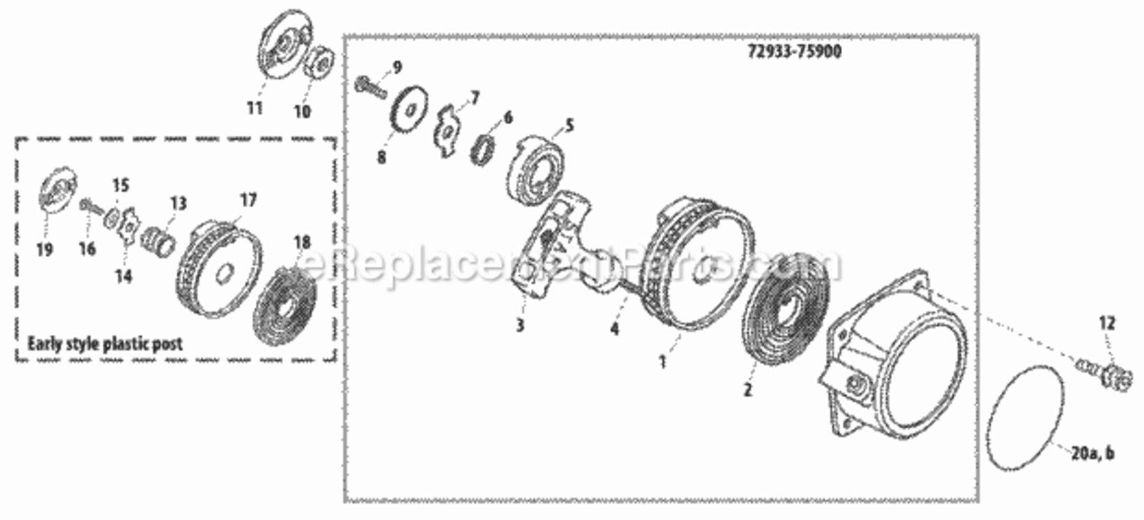 Starter Diagram and Parts List for T230  Shindaiwa Trimmer