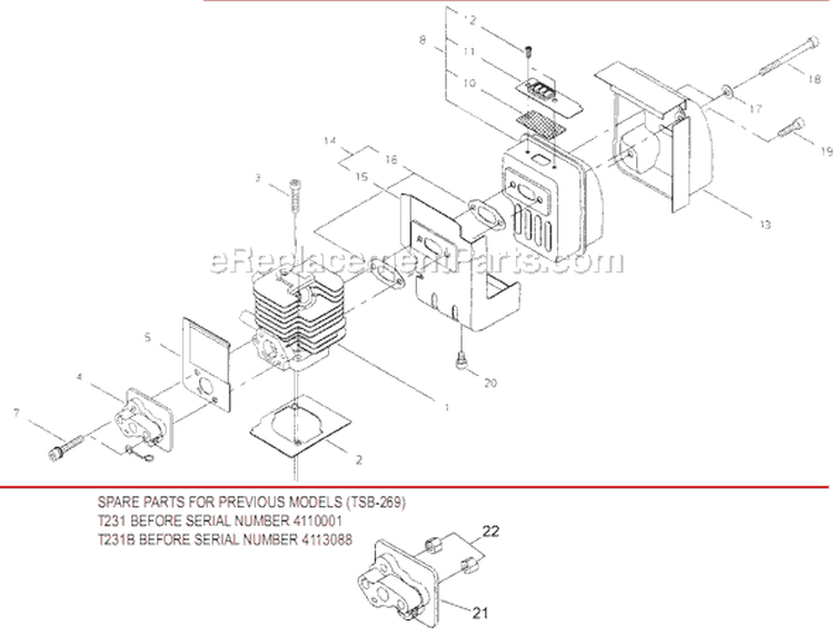 Page A Diagram and Parts List for T231B  Shindaiwa Trimmer