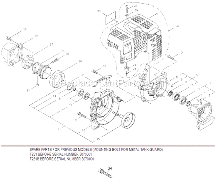 Page C Diagram and Parts List for T231B  Shindaiwa Trimmer