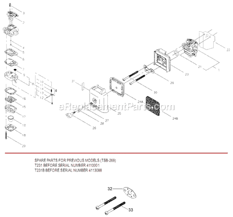Page F Diagram and Parts List for T231B  Shindaiwa Trimmer
