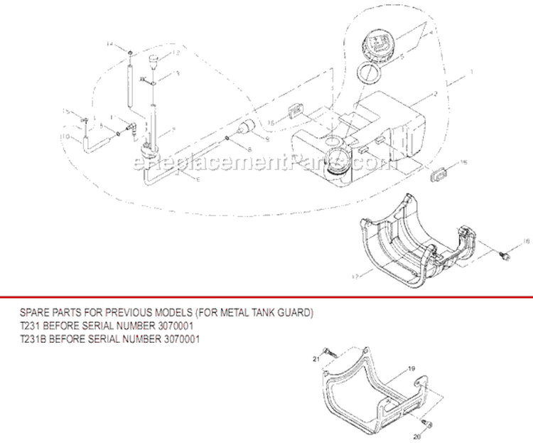 Page G Diagram and Parts List for T231B  Shindaiwa Trimmer