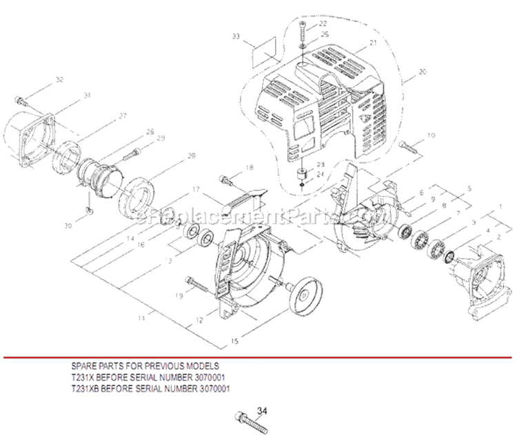 Page C Diagram and Parts List for T231XB  Shindaiwa Trimmer
