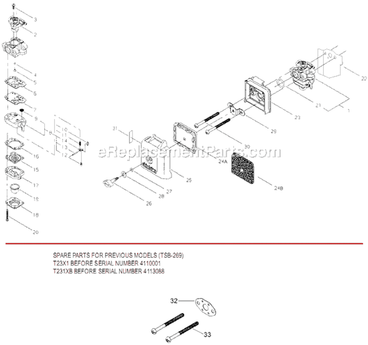 Page F Diagram and Parts List for T231XB  Shindaiwa Trimmer