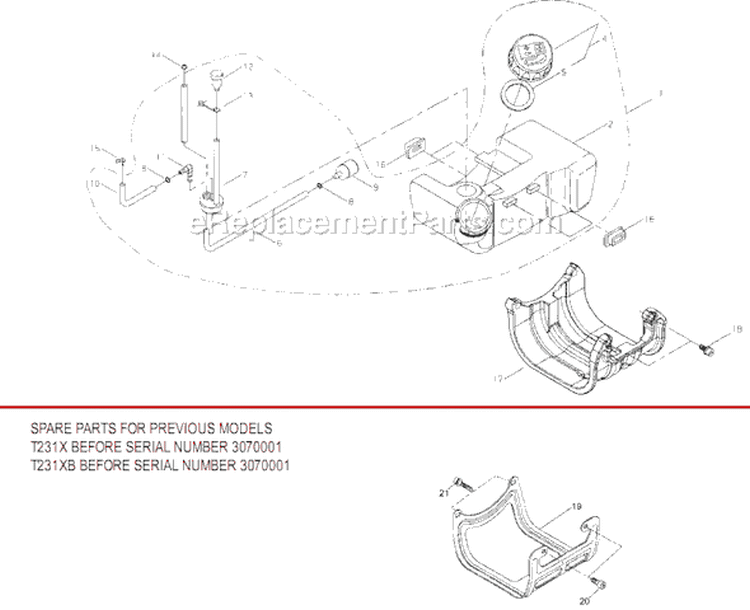 Page G Diagram and Parts List for T231X  Shindaiwa Trimmer