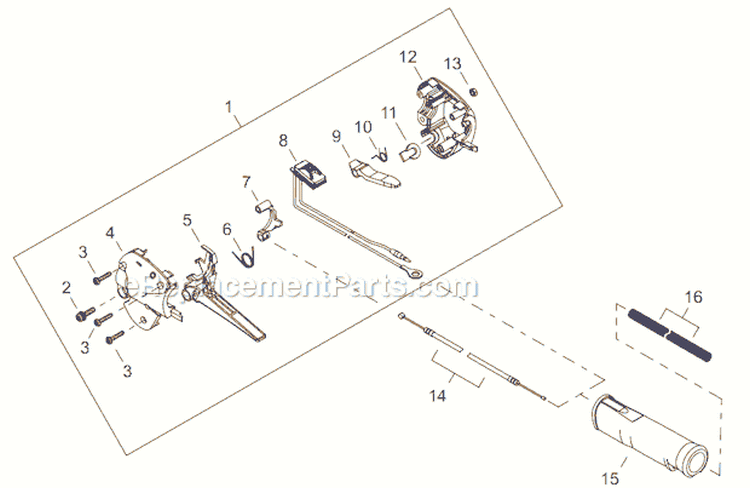 J - Throttle Control Diagram and Parts List for T242  Shindaiwa Trimmer
