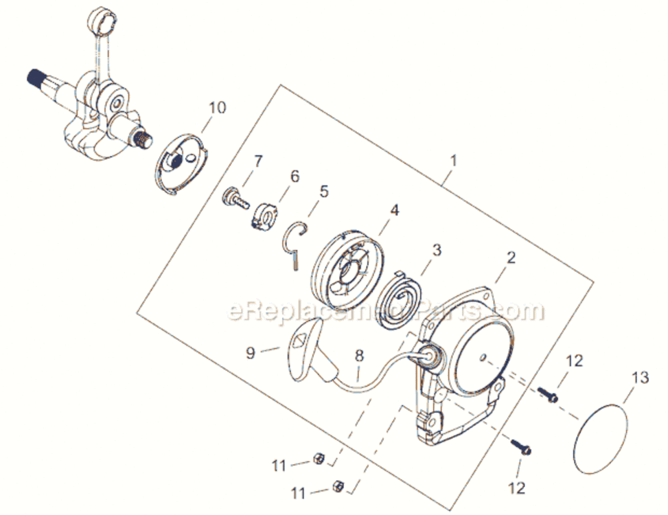 D - Recoil Starter Diagram and Parts List for T242  Shindaiwa Trimmer