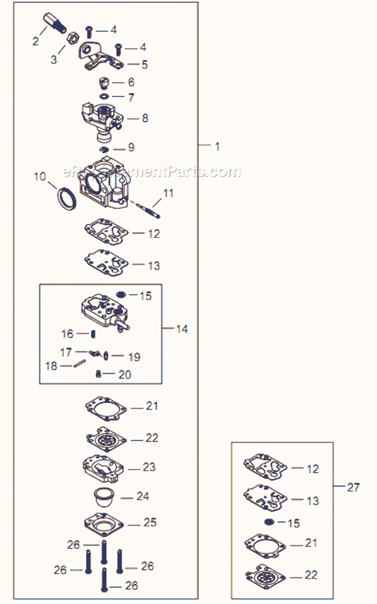 G - Carburetor Diagram and Parts List for T242  Shindaiwa Trimmer