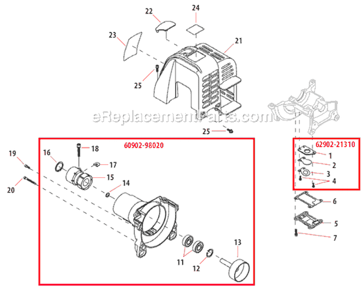 Page B Diagram and Parts List for T2500X  Shindaiwa Trimmer
