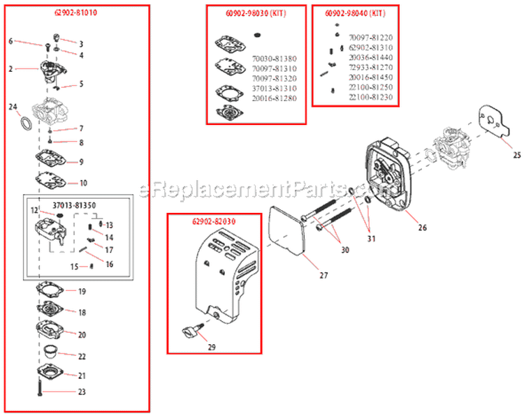 Page F Diagram and Parts List for T2500X  Shindaiwa Trimmer