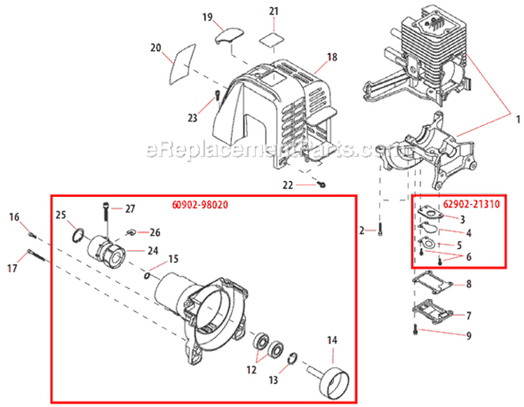Page B Diagram and Parts List for T2500  Shindaiwa Trimmer