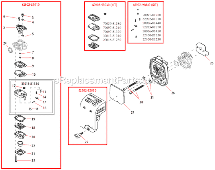 Page F Diagram and Parts List for T2500  Shindaiwa Trimmer