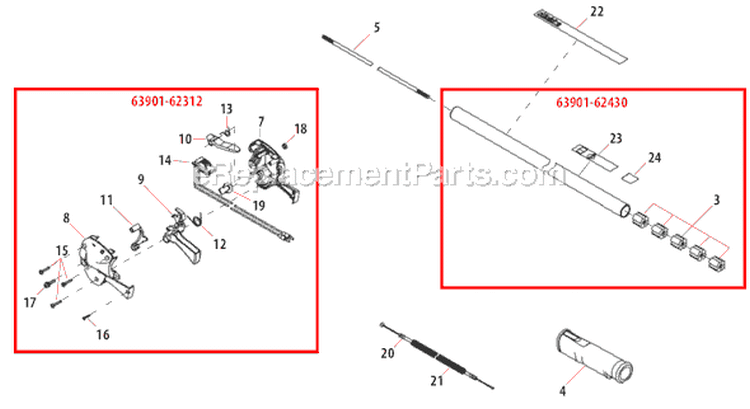 Page H Diagram and Parts List for T2500  Shindaiwa Trimmer