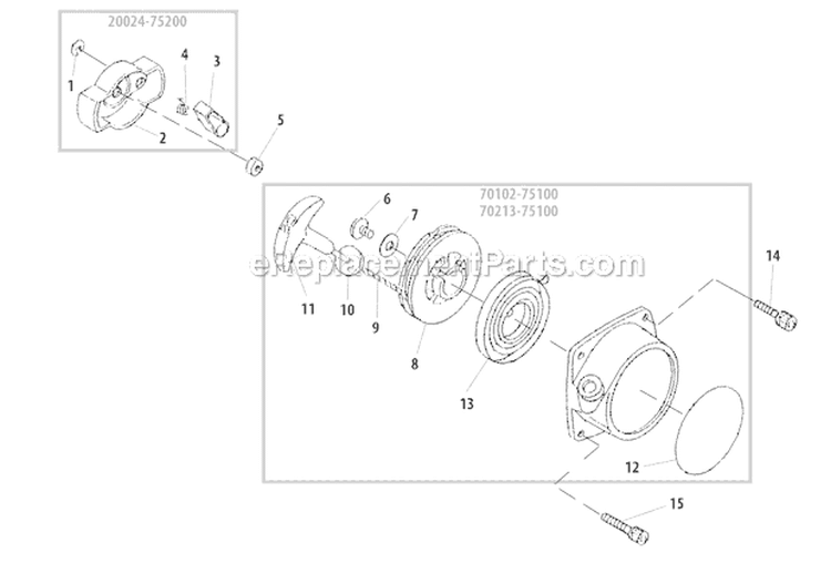 Starter Diagram and Parts List for T260B  Shindaiwa Trimmer