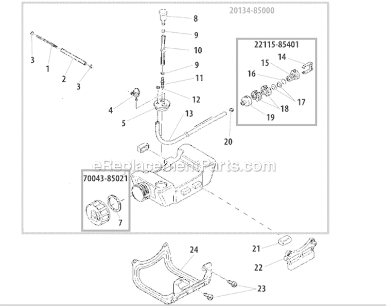 Fuel Tank Diagram and Parts List for T260B  Shindaiwa Trimmer