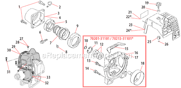 Page B Diagram and Parts List for T260  Shindaiwa Trimmer