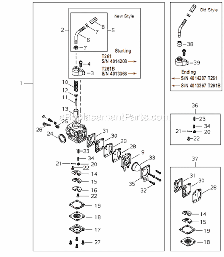 Page H Diagram and Parts List for T261  Shindaiwa Trimmer