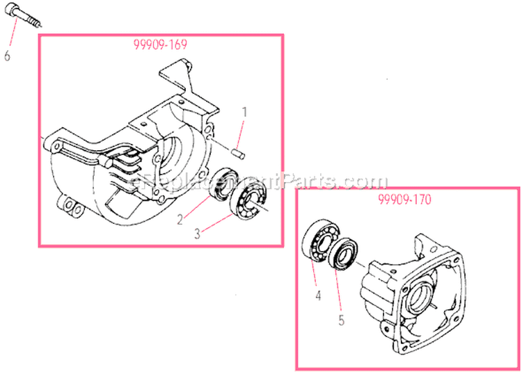 Crankcase Diagram and Parts List for T270  Shindaiwa Trimmer