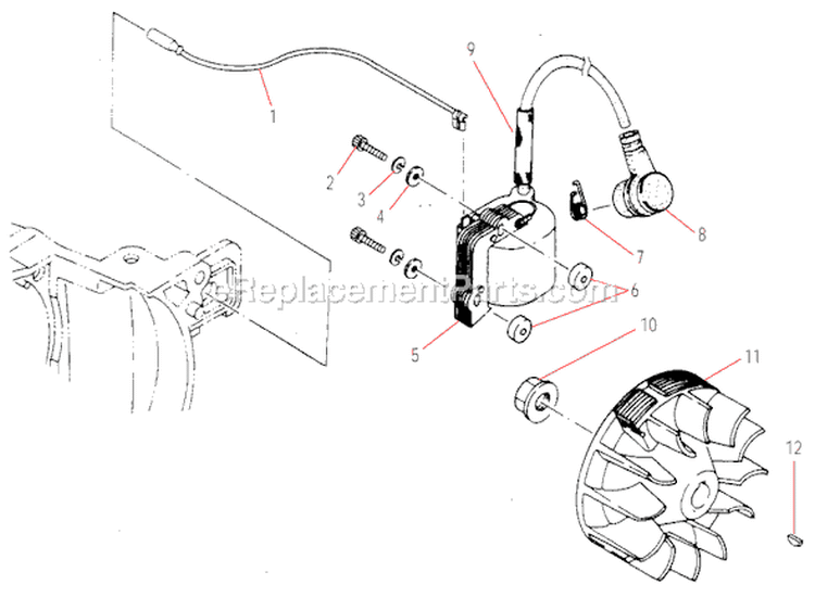 Flywheel, Ignition Diagram and Parts List for T270  Shindaiwa Trimmer