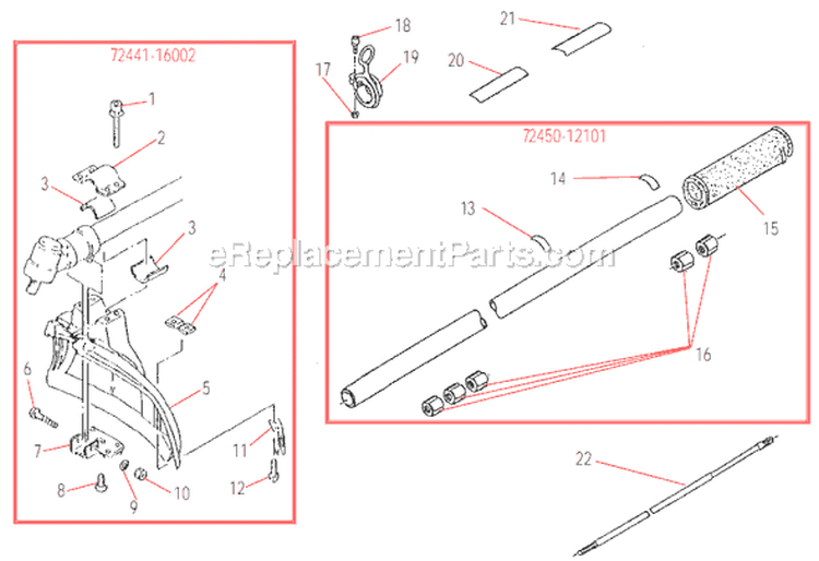 Outer Tube Diagram and Parts List for T270  Shindaiwa Trimmer