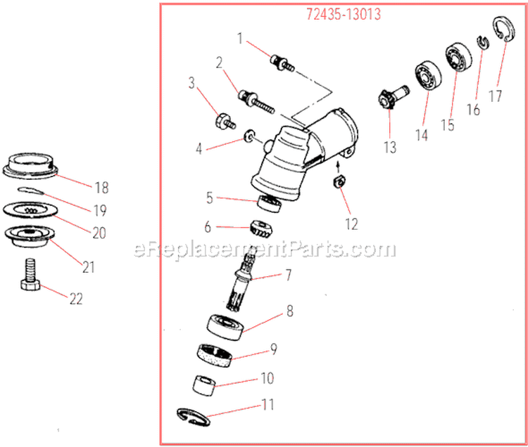 Gearcase Diagram and Parts List for T270  Shindaiwa Trimmer