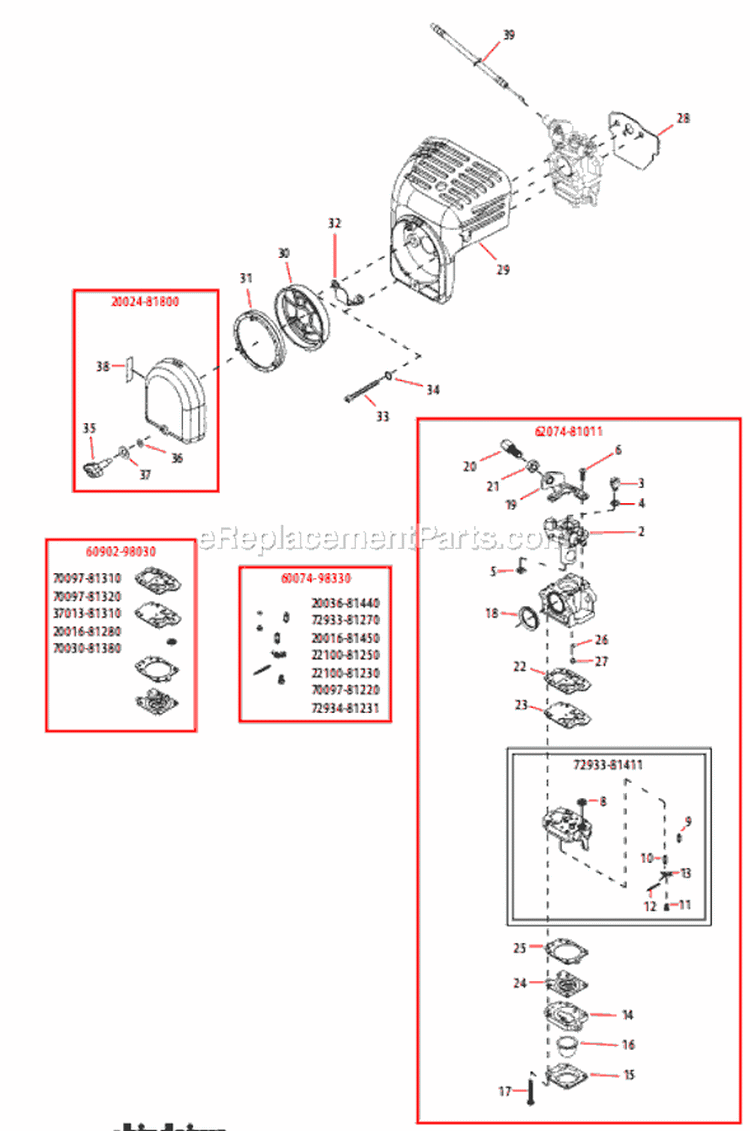 Page G Diagram and Parts List for T272X  Shindaiwa Trimmer