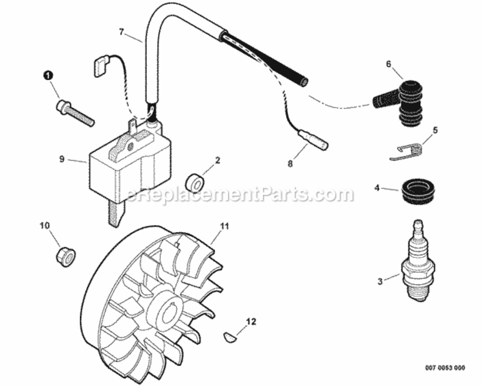 Flywheel_Ignition Diagram and Parts List for T282X T20513001001 - T20513999999 Shindaiwa Trimmer