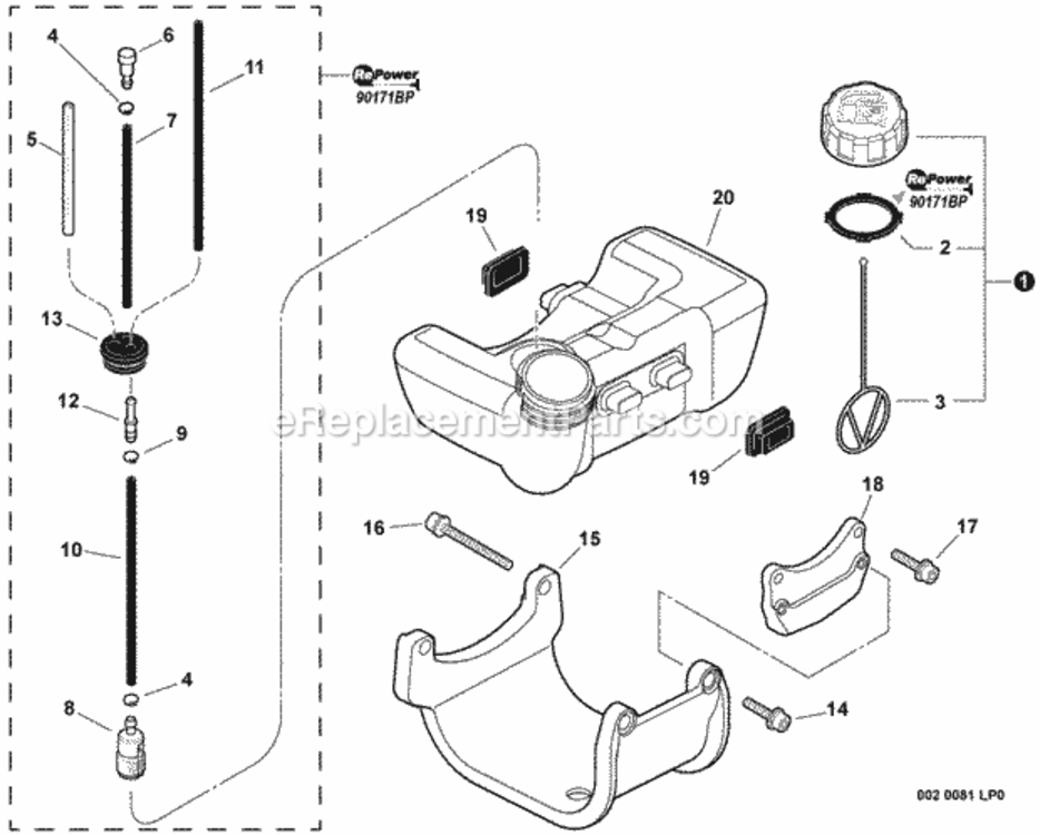 Fuel_System Diagram and Parts List for T282 T09612001001 - T09612999999 Shindaiwa Trimmer