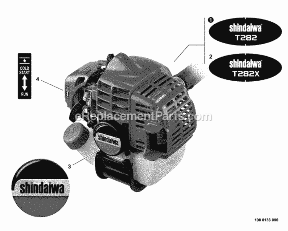 Page N Diagram and Parts List for T282 T09612001001 - T09612999999 Shindaiwa Trimmer