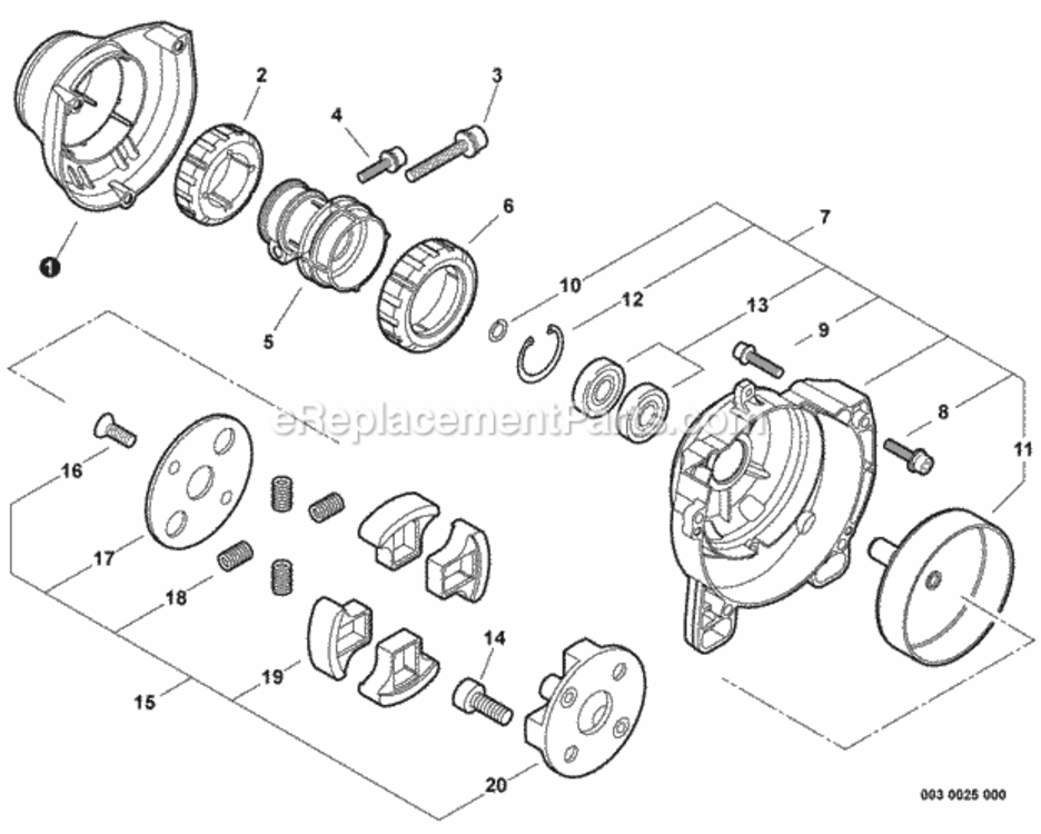 Clutch_Fan_Case Diagram and Parts List for T282 T09612001001 - T09612999999 Shindaiwa Trimmer