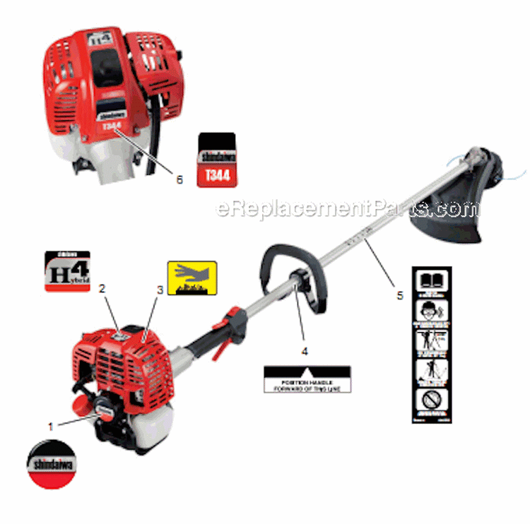 Page Q Diagram and Parts List for T344 T14811001001 - T14811999999 Shindaiwa Trimmer