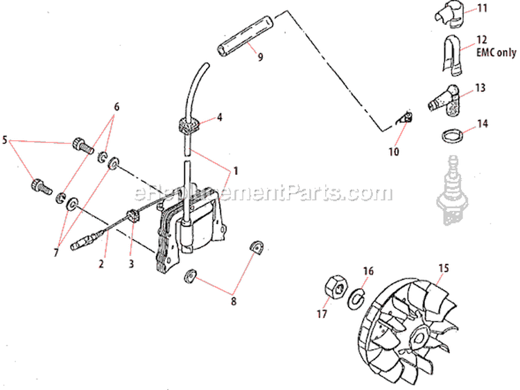 Page C Diagram and Parts List for T350  Shindaiwa Trimmer