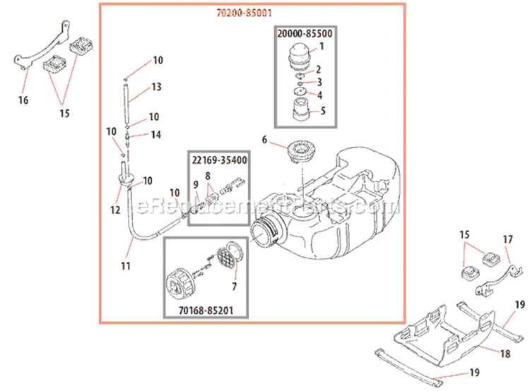 Page E Diagram and Parts List for T350  Shindaiwa Trimmer