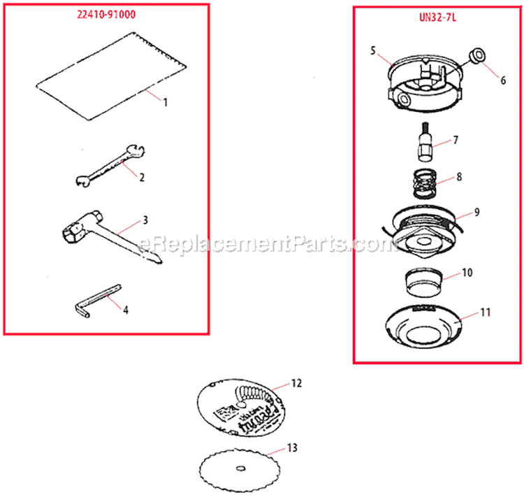 Page K Diagram and Parts List for X230  Shindaiwa Trimmer