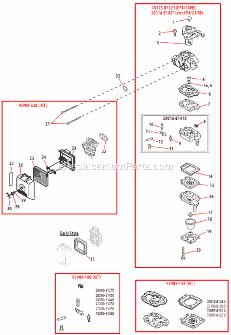 Page L Diagram and Parts List for X230  Shindaiwa Trimmer