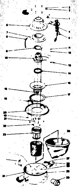 Head Filter Assembly Diagram and Parts List for 932  Shop-Vac Utility Vacuum