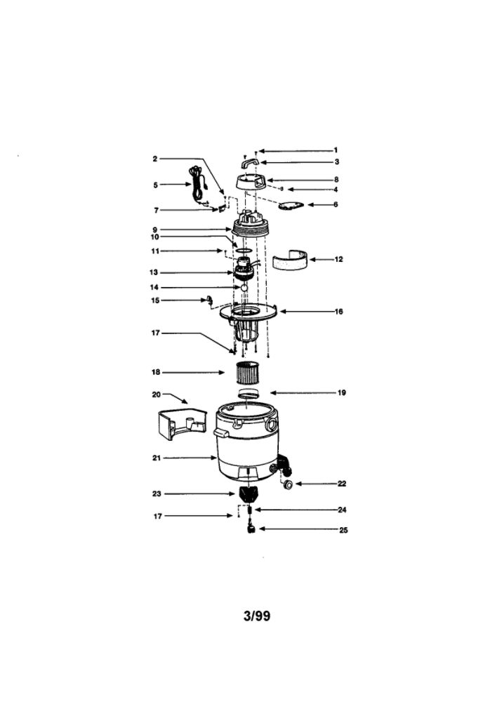 Unit Parts Diagram and Parts List for QS30A  Shop-Vac Utility Vacuum
