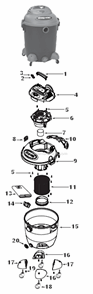 Page A Diagram and Parts List for 16LT550A  Shop-Vac Utility Vacuum